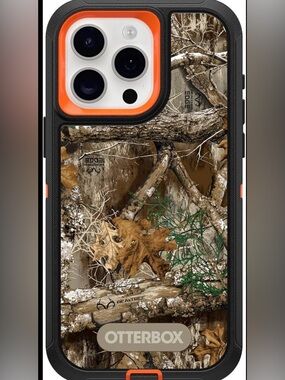 Realtree OtterBox Camo Rugged iPhone 15 Pro Case with Orange Trim